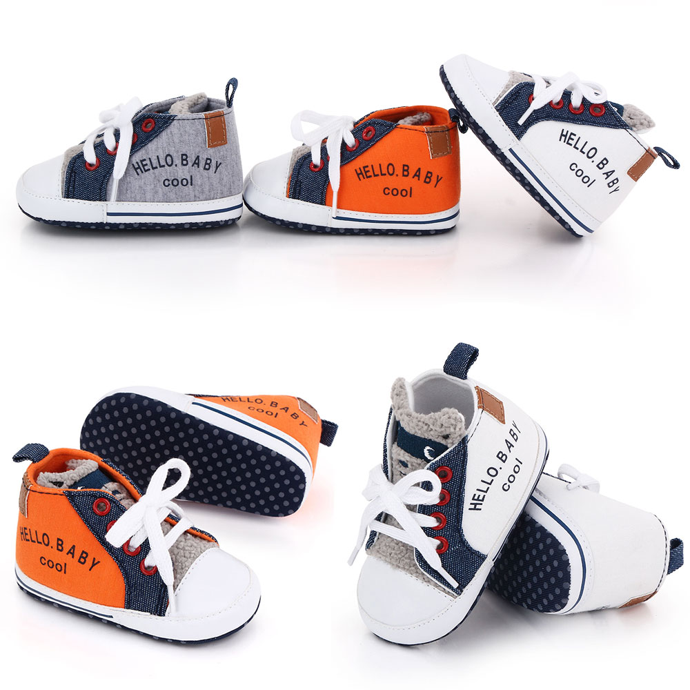 Autumn wholesale letter printed lace-up baby shoes canvas infant shoes