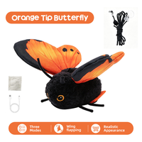 Jouet pour chat électrique rechargeable USB-C, papillon vibrant, activé par le toucher, simulation bionique, 3 modes, jouet interactif en peluche pour animaux de compagnie