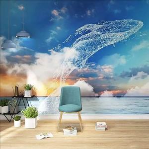 Whale Splash Wall Painting Dynamic <span class=keywords><strong>Comic</strong></span> Murals Papel tapiz Premium para niños activos - Product Image 1