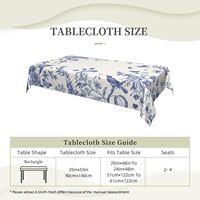 Nappe rectangulaire ou ronde en tissu imprimé floral bleu marine, style européen, pour mariages, fêtes et événements, imperméable et durable