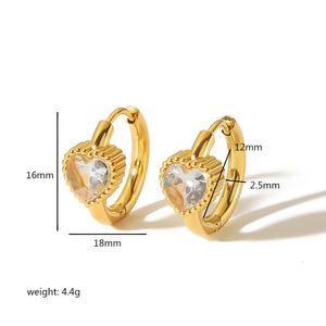 Boucles d'oreilles clous géométriques en zircon, plaqué or 18 carats, acier inoxydable, sertissage clos, bijoux pour femme, usage quotidien - Product Image 4