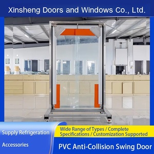 Porte battante transparente en PVC sur mesure, résistante aux chocs, étanche, avec amortissement, pour entrepôt frigorifique et transformation alimentaire, ignifuge 2h - Product Image 1