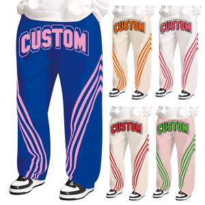 Pantalon de jogging décontracté léger en polyester pour homme, coupe large, taille mi-haute, imprimé rayé, coupe droite, coupe-vent, personnalisé par le fabricant - Product Image 1