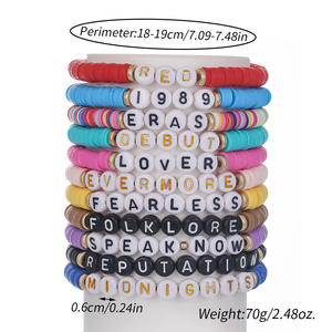 Europe et les États-Unis Bijoux transfrontaliers Taylor. Swift Fans Couleur Doux Poterie Bracelet Nom Anglais Bracelet Ensemble Femmes - Product Image 5