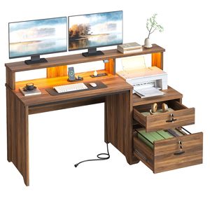Bureau d'ordinateur moderne en bois avec armoire de rangement, mobilier de bureau autonome, poste de travail pour bureau à domicile, design contemporain - Product Image 3