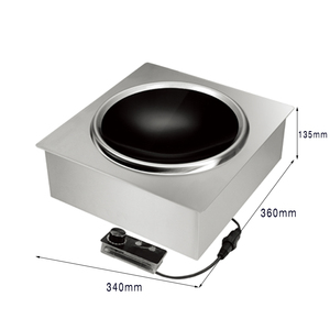 Wok à induction commercial 3500W, cuisinière concave intégrée, poêle chinoise à frire avec commande séparée AM-BCD102W, induction domestique - Product Image 5