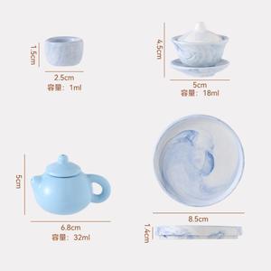 กาน้ำชาเซรามิกขนาดเล็ก พอร์ซเลน ของตกแต่งน้ำชา แก้วน้ำชาขนาดเล็กสำหรับเล่น ของตกแต่งน้ำชาแกะสลักลาย กังฟู ของใช้ในชุดน้ำชาเซรามิก - Product Image 6