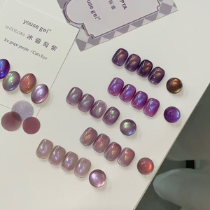 ชุดเจลทาเล็บสีม่วงแบบตาแมว 15 มล. 10 สี ปราศจากสาร TPO ไม่มีกลิ่น เจลแม่เหล็กยูวีสำหรับร้านทำเล็บ - Product Image 2