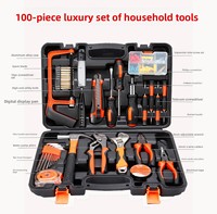 Ensemble d'outils à main multifonctions personnalisés de 100 pièces, coffret rigide pour outils de bricolage, kit d'outils pour électricien et charpentier