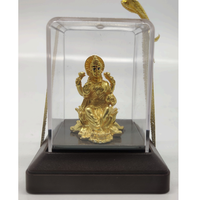Statue d'Idole du Dieu Ganesh en Acier Inoxydable Doré Fait Main, Décoration Artistique, Présentée dans une Boîte en Verre Transparent, Idéale pour la Maison, les Anniversaires et le Diwali