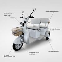 Motor Diferensial 650W Sepeda Motor Listrik Roda Tiga Dengan As Roda Belakang Terpisah 130 Baru Grosir Ekspor Kendaraan H9 Pro