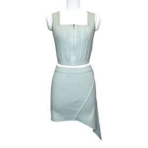 Jupe crayon asymétrique pour femme, jupe mini en tricot unie, respirante, mélange viscose et polyester, style doux - Product Image 3