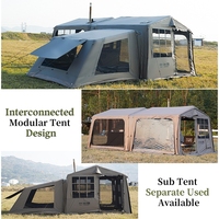 Tente de camping gonflable 4 saisons en 2 minutes, en tissu Oxford imperméable, portable, extensible modulaire à 4 côtés, vert armée