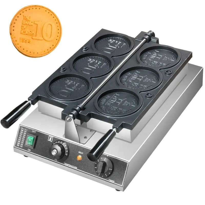 Stainless Steel Korean Gold Coin Waffle Machine Commercial 3 pcs Cheese Bubble Waffle Maker For Sale