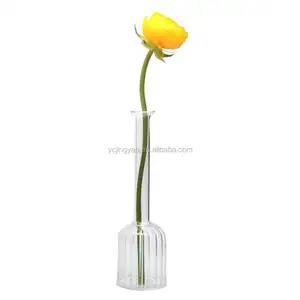 рифленая вазы для цветов Suppliers-Выдувная вручную высокая ваза для цветочных бутылок из хрустального стекла для размножения гидропонных растений домашнее свадебное украшение