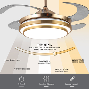 42''Indoor Modern Retractable Pendant <b>Fans</b> Lamp Iron ABS Body LED Chandelier <b>Ceiling</b> <b>Fan</b> with Lights and Remote for Home Bedroom - Product Image 2