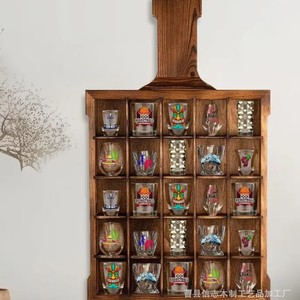 Estante de exhibición de copas de vino de madera, montado en la pared, 5 niveles, rectangular, decoración de bar, almacenamiento para fiestas, duradero - Product Image 2