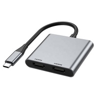 Adaptateur USB C vers double HDMI 4K, adaptateur double moniteur 2 en 1, type C (Thunderbolt 3) vers HDMI pour MacBook Pro Air