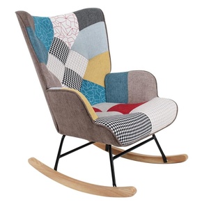 <span class=keywords><strong>Patchwork</strong></span> Rocking Chair Mid Century Rembourré Rocker Glider Chair <span class=keywords><strong>Fauteuil</strong></span> à dossier haut avec pieds en bois pour salon chambre - Product Image 1