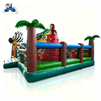 Parc de jeux gonflables géant Safari Jungle, toboggan gonflable commercial à thème animalier pour enfants