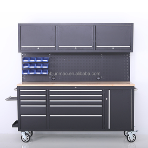 Banc de travail robuste en métal avec dessus en bois, armoire à outils, panneau perforé, tiroirs personnalisables, chariot à outils roulant, OEM OBM pour <span class=keywords><strong>garage</strong></span> - Product Image 6