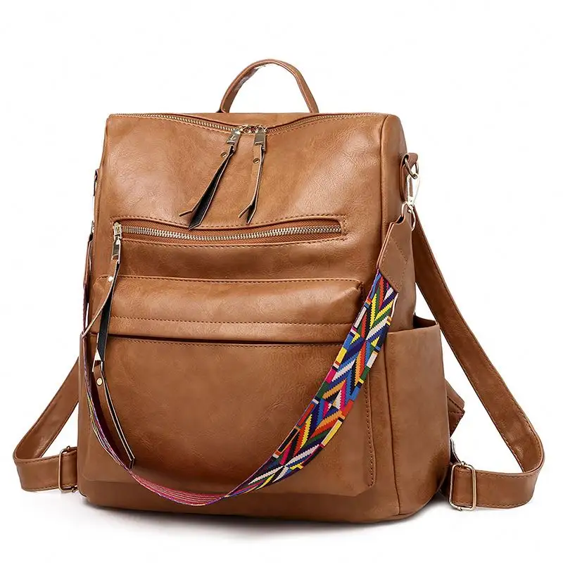 Free Sample Luxury backpack women's fashion leather pu manufacturer vegan guitar strap purse back pack backpack bag