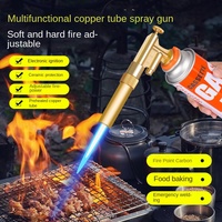 Pistolet à flamme en cuivre portable, chalumeau au gaz butane, construction en plastique, chalumeau pour le camping en plein air, le soudage, le chauffage, les briquets de cuisine
