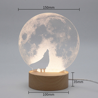 Lampe de nuit personnalisée en acrylique 3D avec prise USB et socle rond en bois pour garçon cadeau