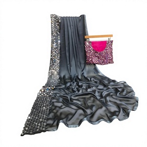Sari de Alta Calidad para Mujer, Estilo Vintage de India y Pakistán, Hecho a Mano, Bordado Floral, con Mangas Abullonadas y Cuello en V, en Polietersulfona - Product Image 3