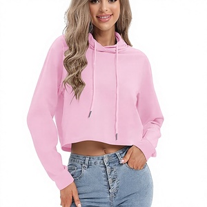 <b>Y2K</b> Vintage Plain Cropped Hoodie Custom Printing Blank Crop <b>Top</b> Sweatshirt Graphic Merch Pullover Pastel Colors Hoodies - Product Image 1