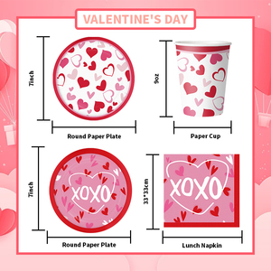 XIELI Vietnam Assiettes en papier jetables, vaisselle de fête de la saint-valentin, ensemble d'assiettes en papier écologiques - Product Image 6