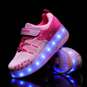 Chaussures pour enfants avec roulettes, lumières LED, dessus en mesh brillant, semelle en caoutchouc, cadeau simple pour garçons et filles - Product Image 2