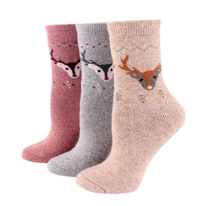 Calcetines de invierno de punto para mujer al por mayor, con diseño de reno navideño, gruesos, térmicos, de mezcla de <span class=keywords><strong>lana</strong></span> y cachemira, para botas de cabaña - Product Image 1