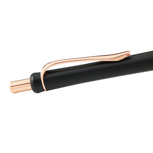 Stylo à <span class=keywords><strong>bille</strong></span> en forme d'<span class=keywords><strong>arc</strong></span> avec bouton poussoir en métal plaqué or rose, cuivre mat noir personnalisé BuFan, encre bleue/noire 1,0 mm - Product Image 3