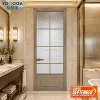 Puerta de Baño de Aluminio con Vidrio Esmerilado y Patrón Decorativo para Contratistas, Suministro al por Mayor