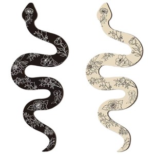 Decoración de Pared con Diseño de Serpiente, Estilo Bohemio, Patrón de Plantas, Color Negro Natural de Madera, Forma Irregular, Pieza Única - Product Image 5