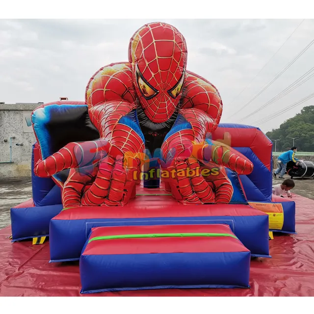 Digital printing spiderman brincolines jumper commercial bounce house inflatable castle bouncy slide for sale