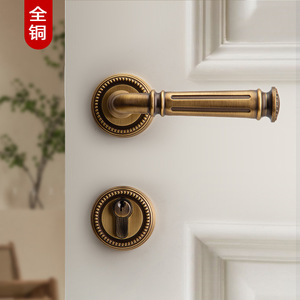 Pure Copper French Style Lever Door Lock For Solid Wood Doors Durable Design - Product Image 1
