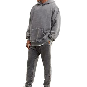 เสื้อฮู้ดดี้ผู้ชายสไตล์วินเทจคุณภาพสูง ล้างสีแบบแอซิด ทรงบ็อกซี่ แฟชั่นสตรีท สวมใส่สบาย - Product Image 3