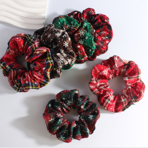 Nuevo Anillo para el cabello lazo para el cabello de invierno Scrunchie banda elástica para el cabello accesorios Navidad <span class=keywords><strong>Plaid</strong></span> Scrunchy - Product Image 1