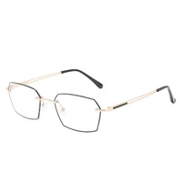 Lunettes sans monture à bords taillés en diamant, anti-lumière bleue, vente en gros, verres carrés transparents, lunettes de lecture