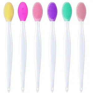 Siliconen Lip Gezicht Neus Borstel Scrubber Dubbelzijdige Siliconen Exfoliërende Lip Brush Tool