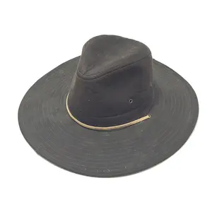 Venta al por mayor gris fedora de lana sombrero de indiana jones poliéster sombrero del cubo