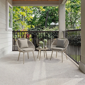Conjunto de Bistro Moderno de 3 Piezas para Exteriores, Juego de Muebles de Patio con Cojines de Cuerda Tejida para Jardín, Terraza, Balcón - Product Image 3