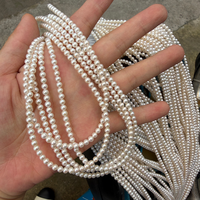 Perles d'eau douce rondes de 3,8-4 mm, brins de perles de 15,35 pouces, perles rondes de haute qualité avec légère défauts esthétiques, pour la fabrication de bijoux DIY