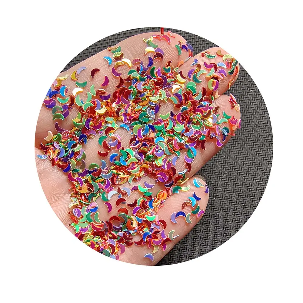 Confeti de PVC con forma de Luna caliente, lentejuelas sueltas, purpurina, para decoración de manicura