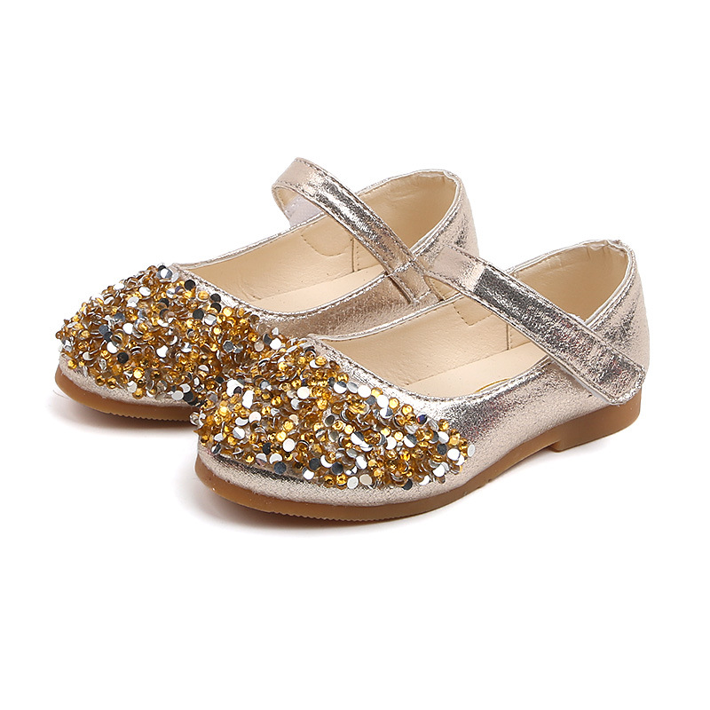 2021 Autumn children's dress shoes Wild Rhinestone Single Shoes Korean Children's Dance Shoes