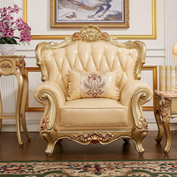 Canapé de luxe sectionnel 1123 en cuir véritable doré, style antique et moderne, très demandé au Nigeria