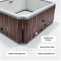 Baignoire carrée intelligente à température constante avec massage par ondes chauffantes, pour usage extérieur, unité de chauffage pour 4 à 6 personnes, en PVC
