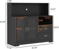 Accueil Café Cuisine Rack en verre Buffet Buffet Armoire Bar à vin Armoire avec lumière LED